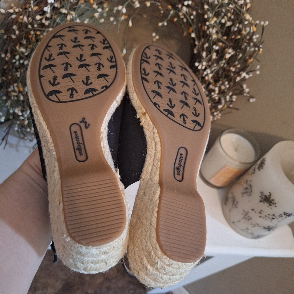 Softspots Black Espadrilles Canvas Sling Back Style 7.5 CUTE! - Picture 15 of 16